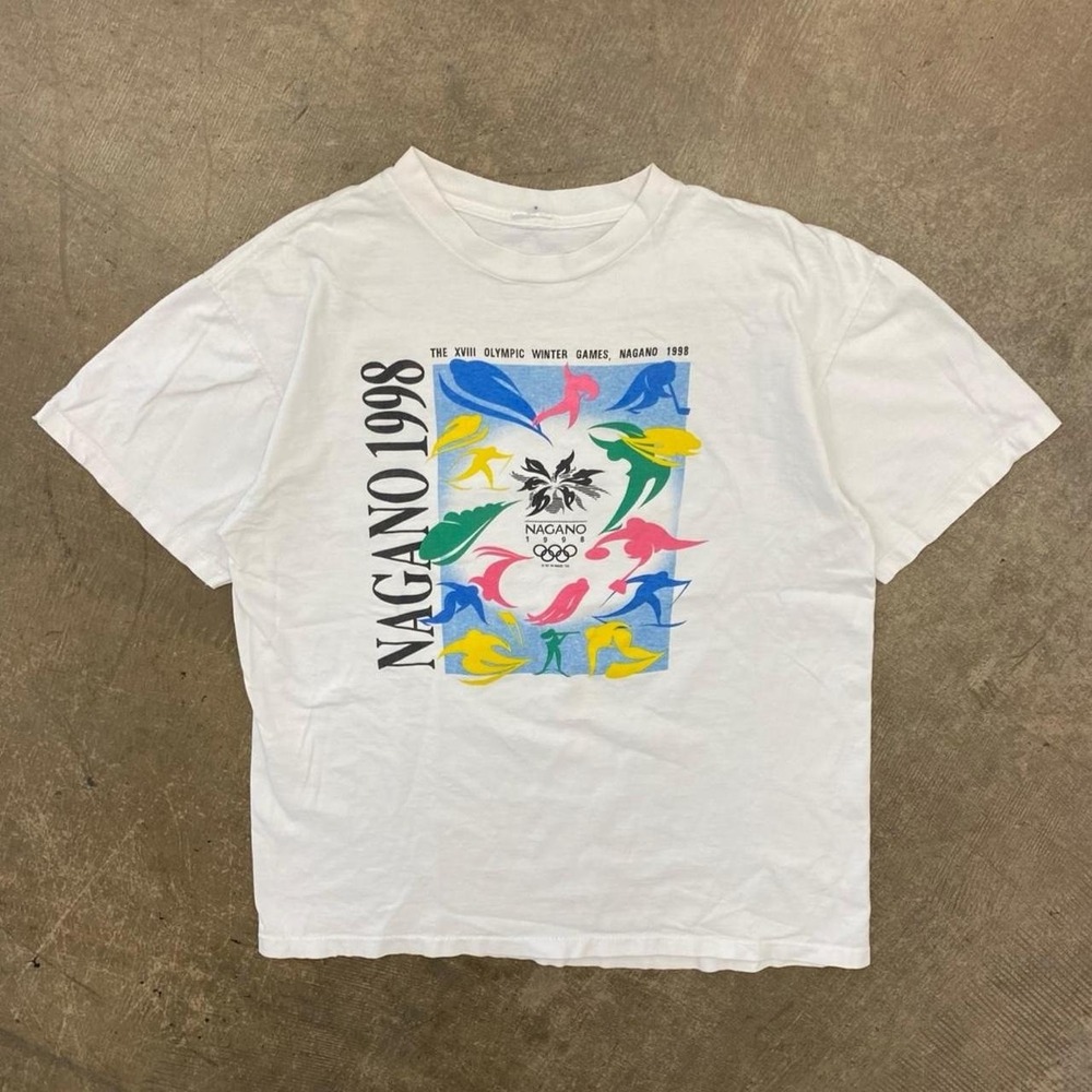 Vintage 1998 Nagano Japan Winter Olympics Single Stitch T-Shirt Size Large